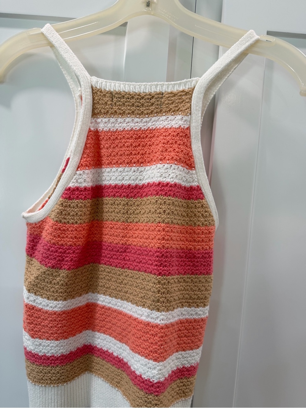 Chloe + Isabel Striped Coral, Pink & Tan Knit Halter Tank